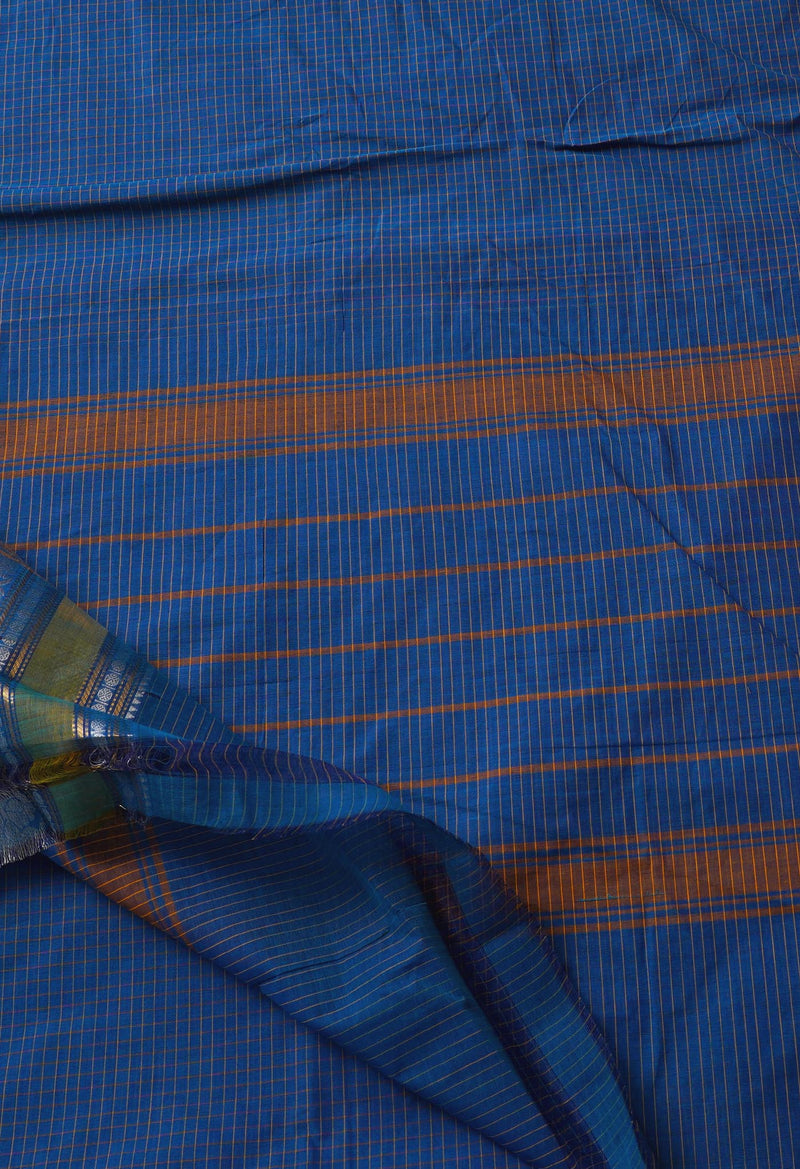 Blue Pure Handloom Pavani Chettinad Cotton Saree-UNM65787