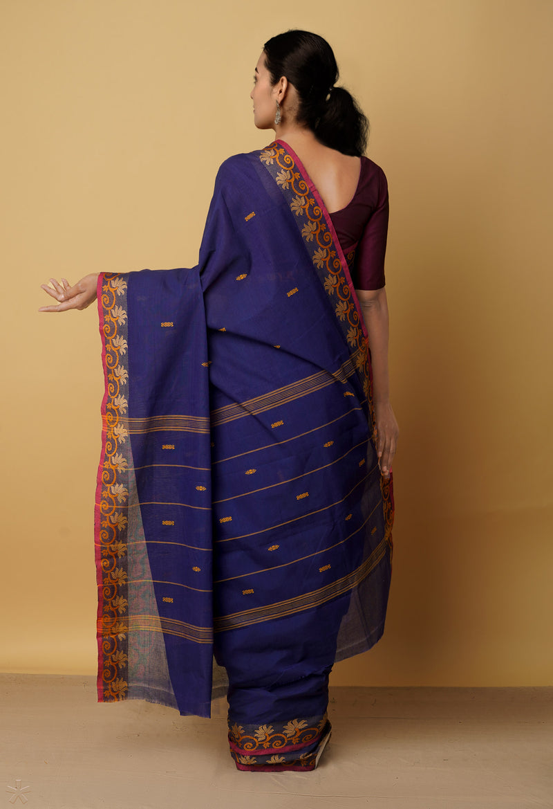 Violet Pure Handloom Pavani Chettinad Cotton Saree-UNM65826