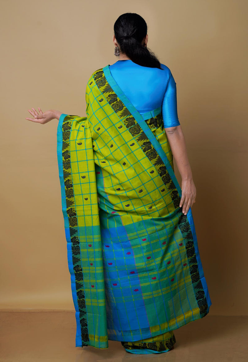 Green Pure Handloom Pavani Chettinad Cotton Saree-UNM65830