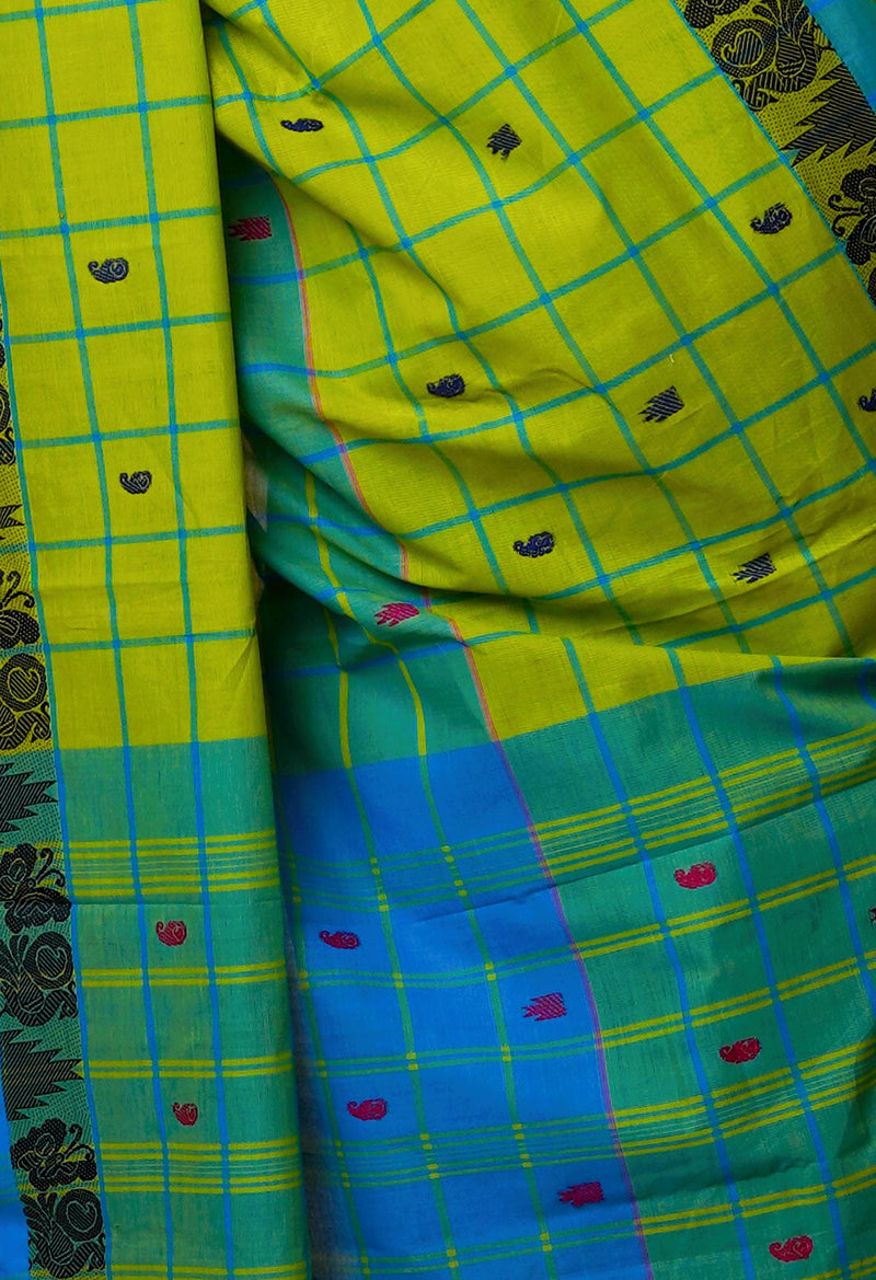 Green Pure Handloom Pavani Chettinad Cotton Saree-UNM65830