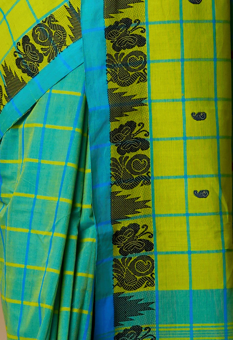 Green Pure Handloom Pavani Chettinad Cotton Saree-UNM65830