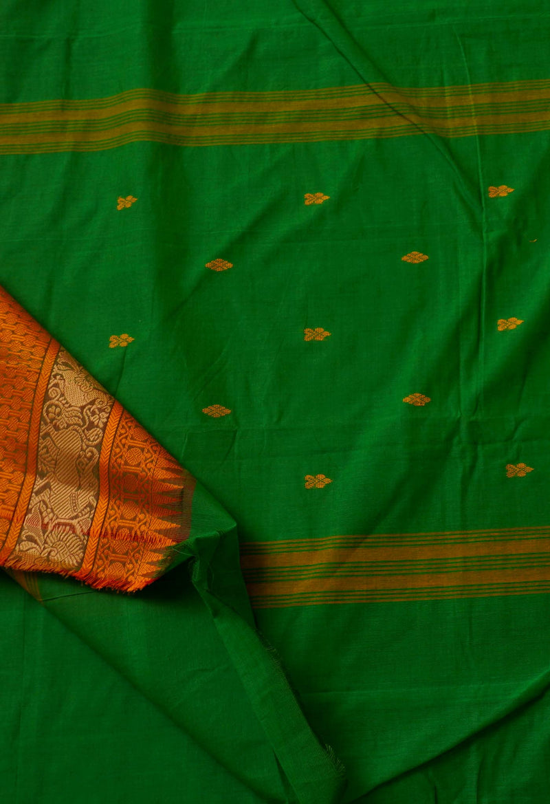 Online Shopping for Green Pure Handloom Pavani Chettinad Cotton Saree with Weaving from Tamil Nadu at Unnatisilks.com India