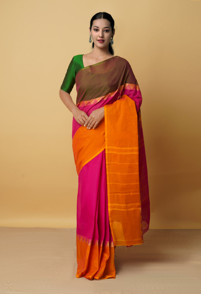 Multi Pure Pavani Handcrafted Kanchi Cotton Saree-UNM65906