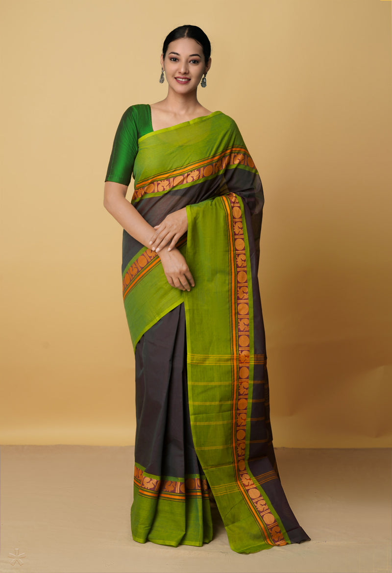 Green Pure Pavani Handcrafted Kanchi Cotton Saree-UNM65913