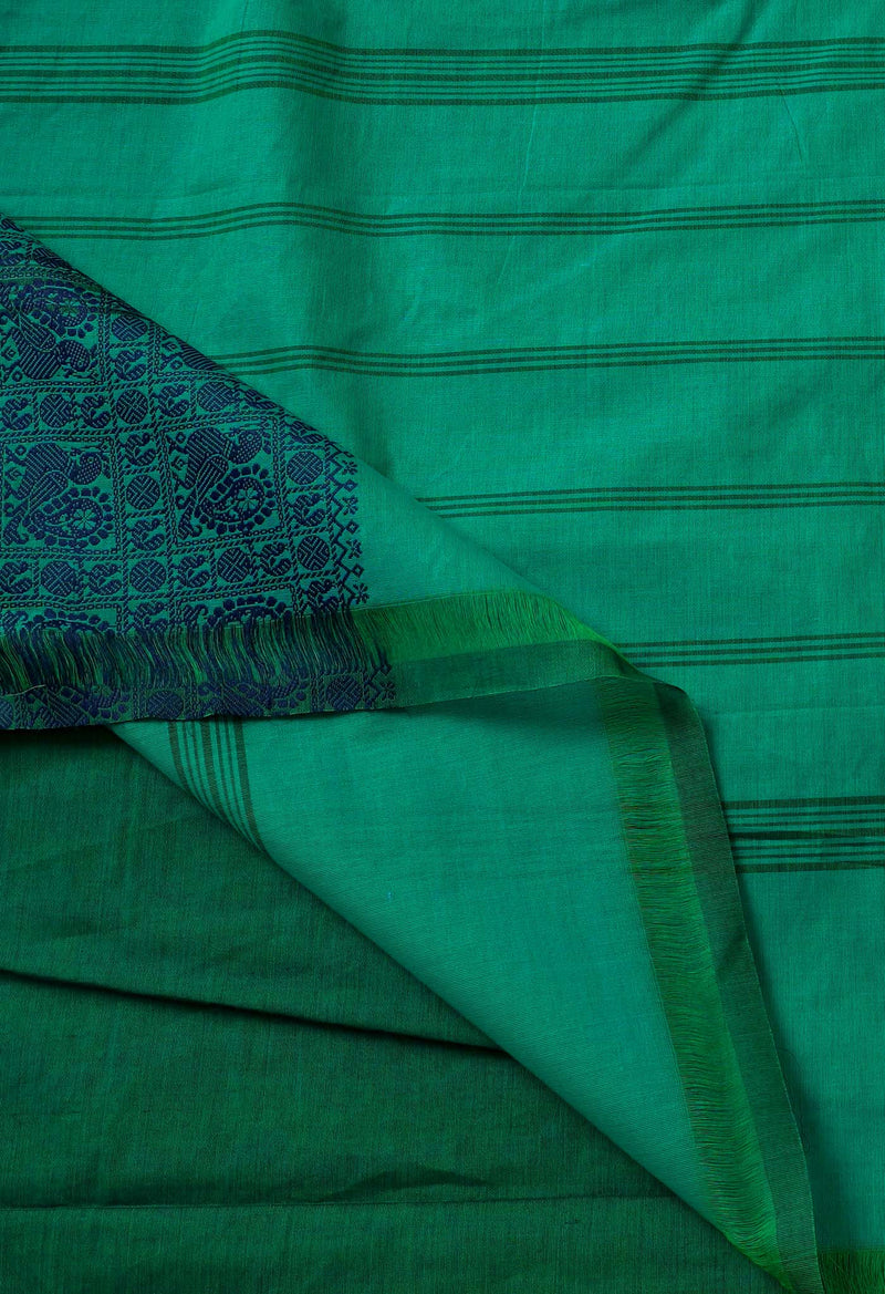Online Shopping for Green Pure Pavani Handcrafted Kanchi Cotton Saree with Weaving from Tamil Nadu at Unnatisilks.com India