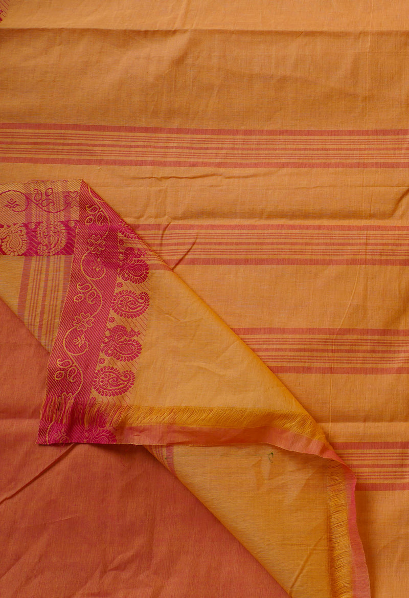 Orange Pure Pavani Handcrafted Kanchi Cotton Saree-UNM65927