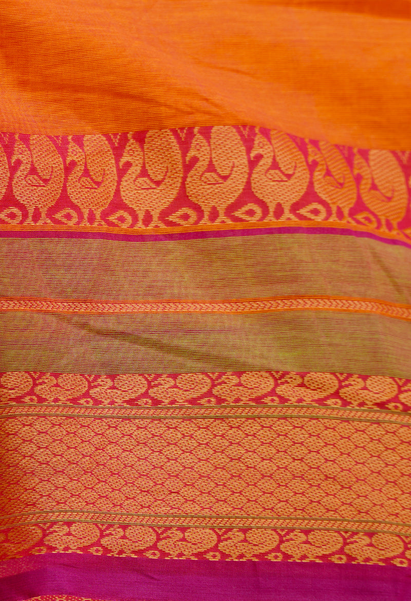 Orange Pure Pavani Handcrafted Kanchi Cotton Saree-UNM65942