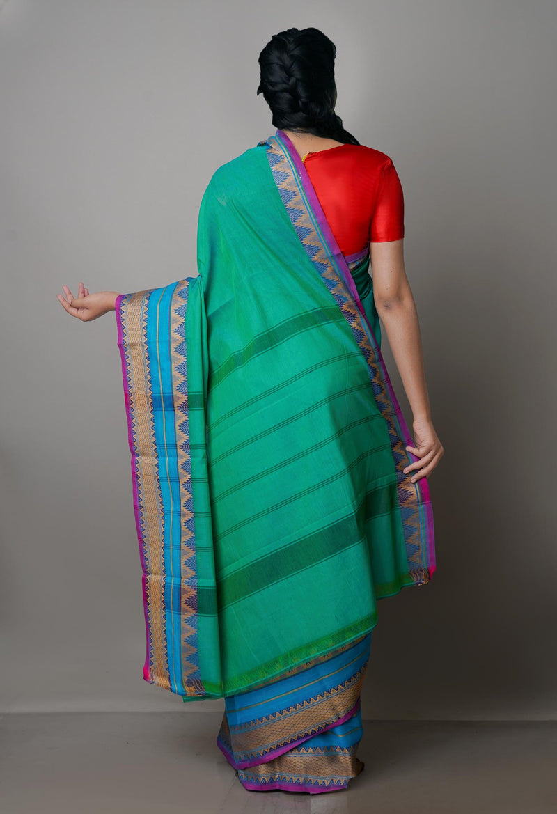 Green Pure Pavani Handcrafted Kanchi Cotton Saree-UNM65957