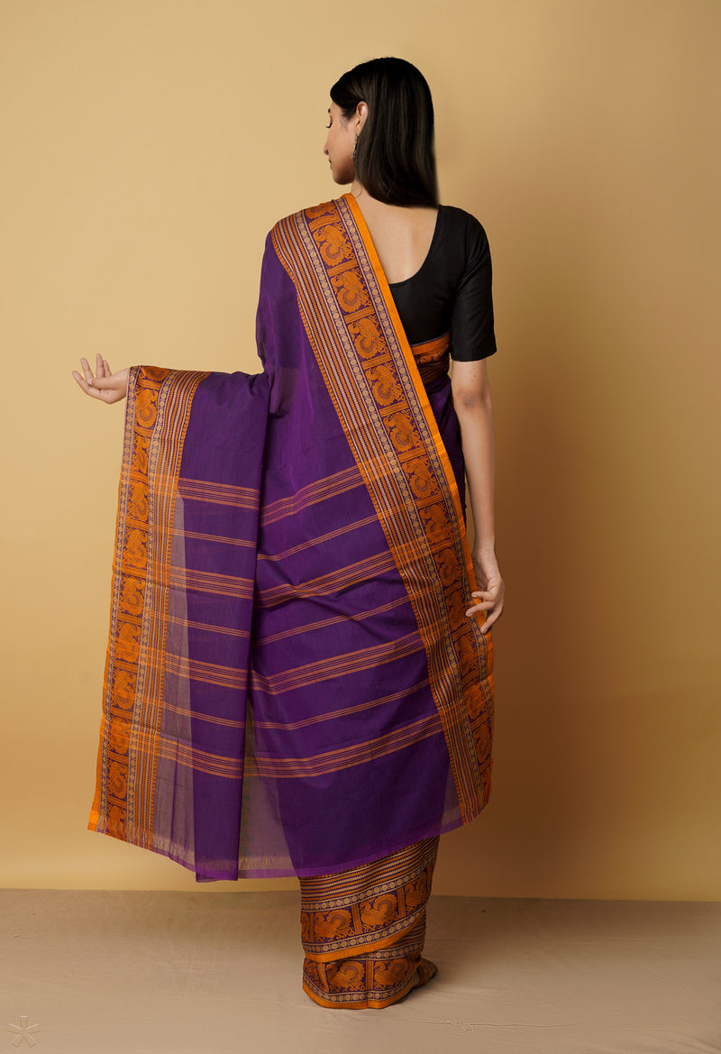 Purple Pure Pavani Handcrafted Kanchi Cotton Saree-UNM65968
