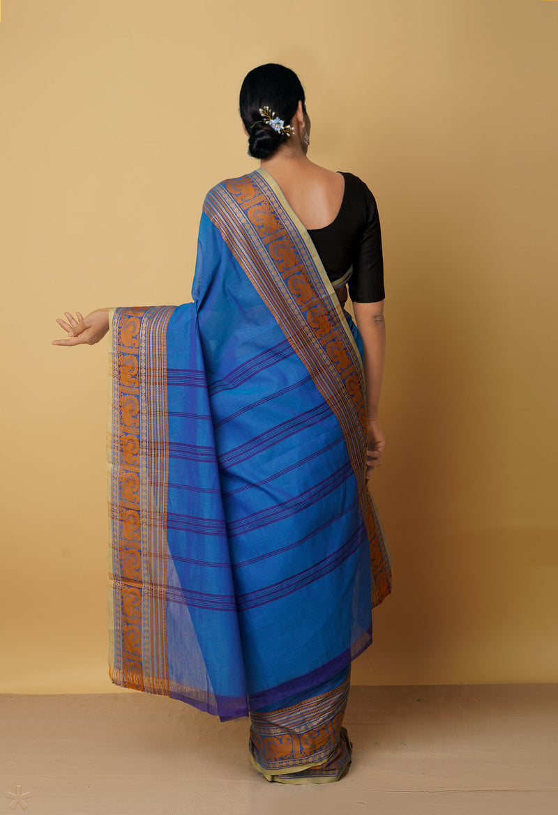 Blue Pure Pavani Handcrafted Kanchi Cotton Saree-UNM65969