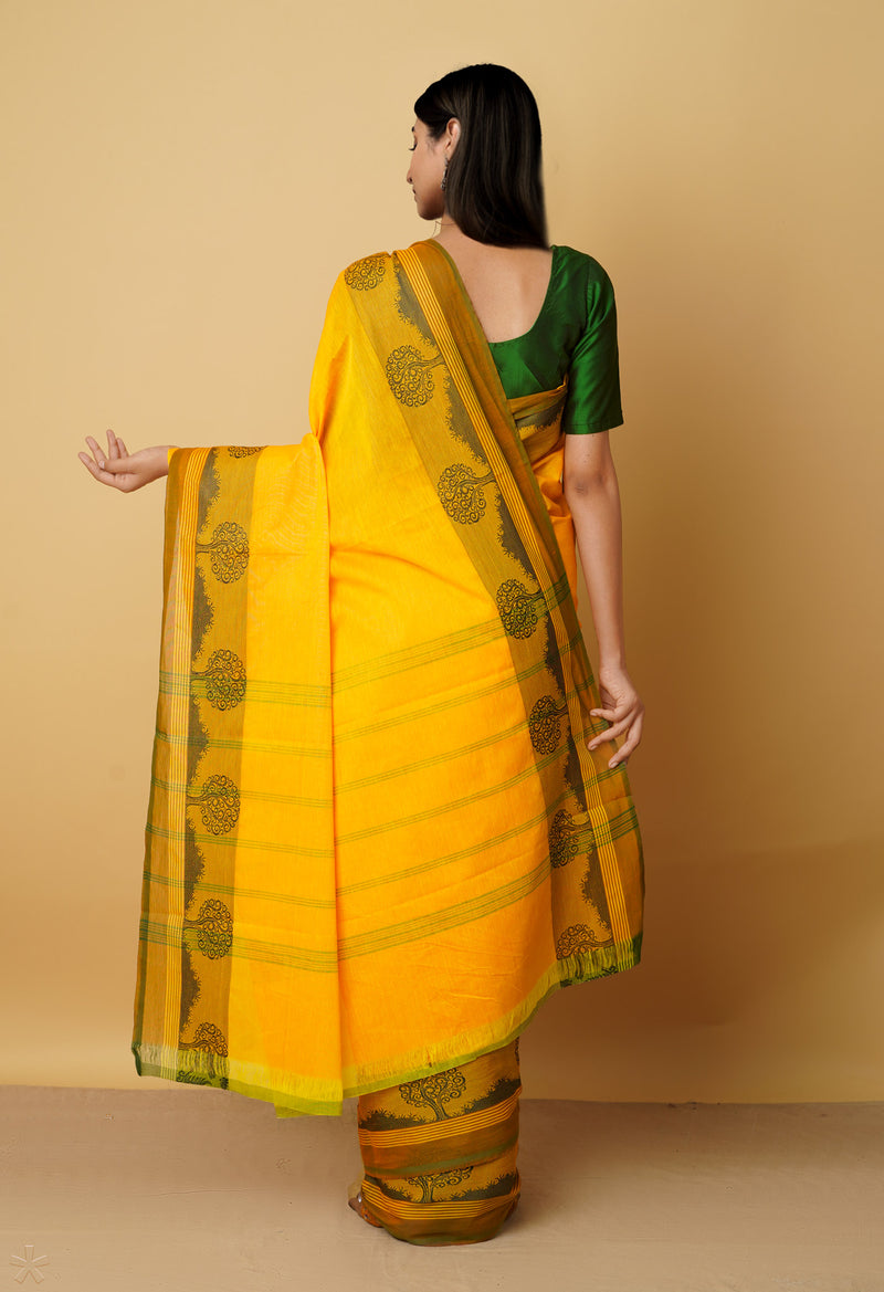 Yellow Pure Pavani Handcrafted Kanchi Cotton Saree-UNM65976
