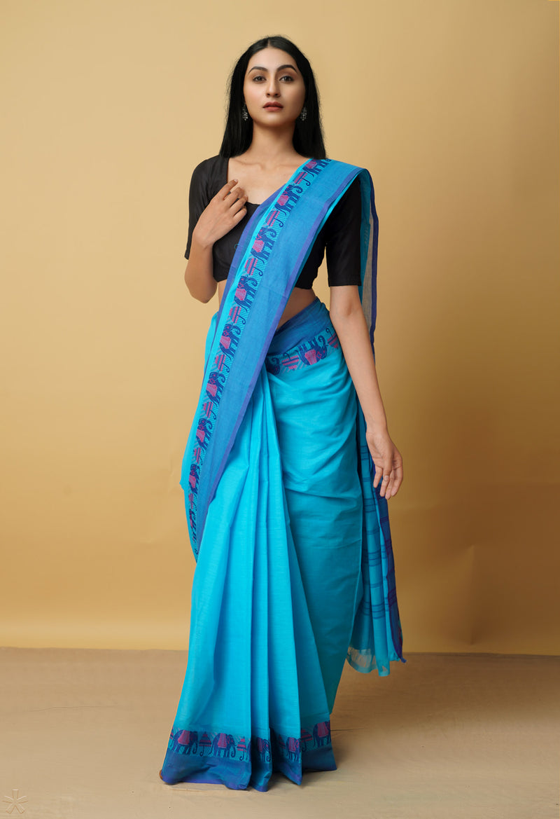 Blue Pure Pavani Handcrafted Kanchi Cotton Saree-UNM65980