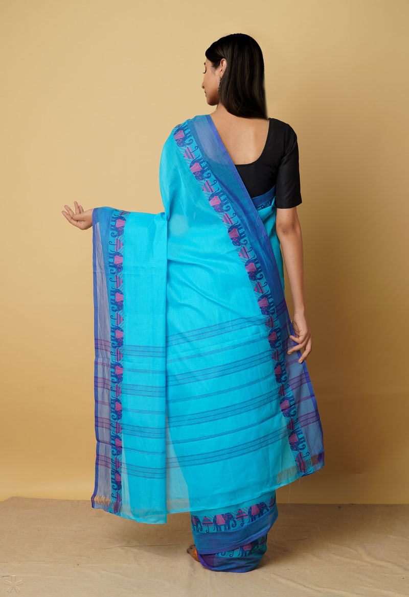 Blue Pure Pavani Handcrafted Kanchi Cotton Saree-UNM65980