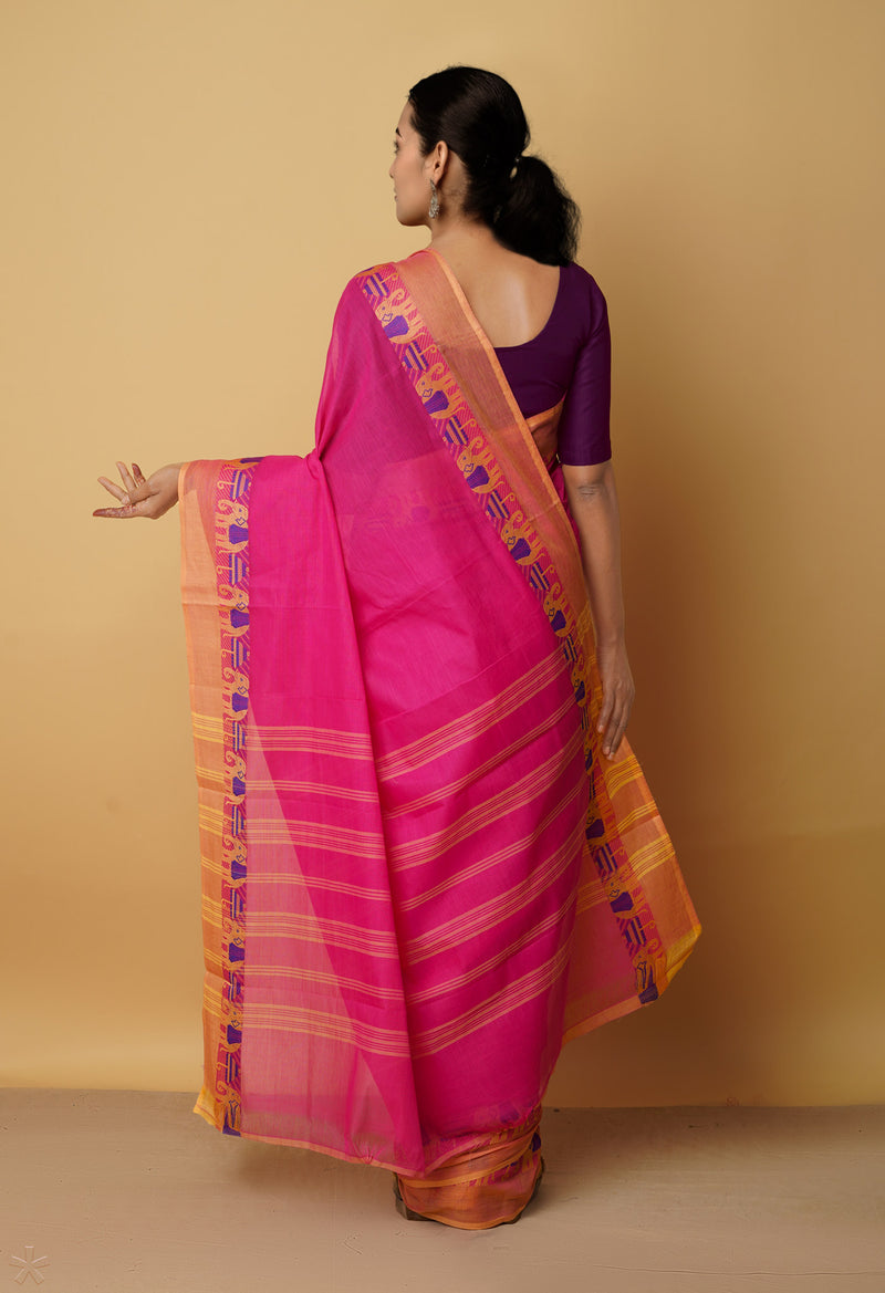 Pink Pure Pavani Handcrafted Kanchi Cotton Saree-UNM65981