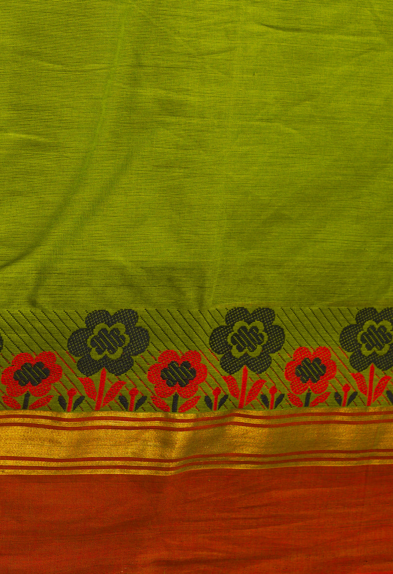 Green Pure Pavani Handcrafted Kanchi Cotton Saree-UNM65996