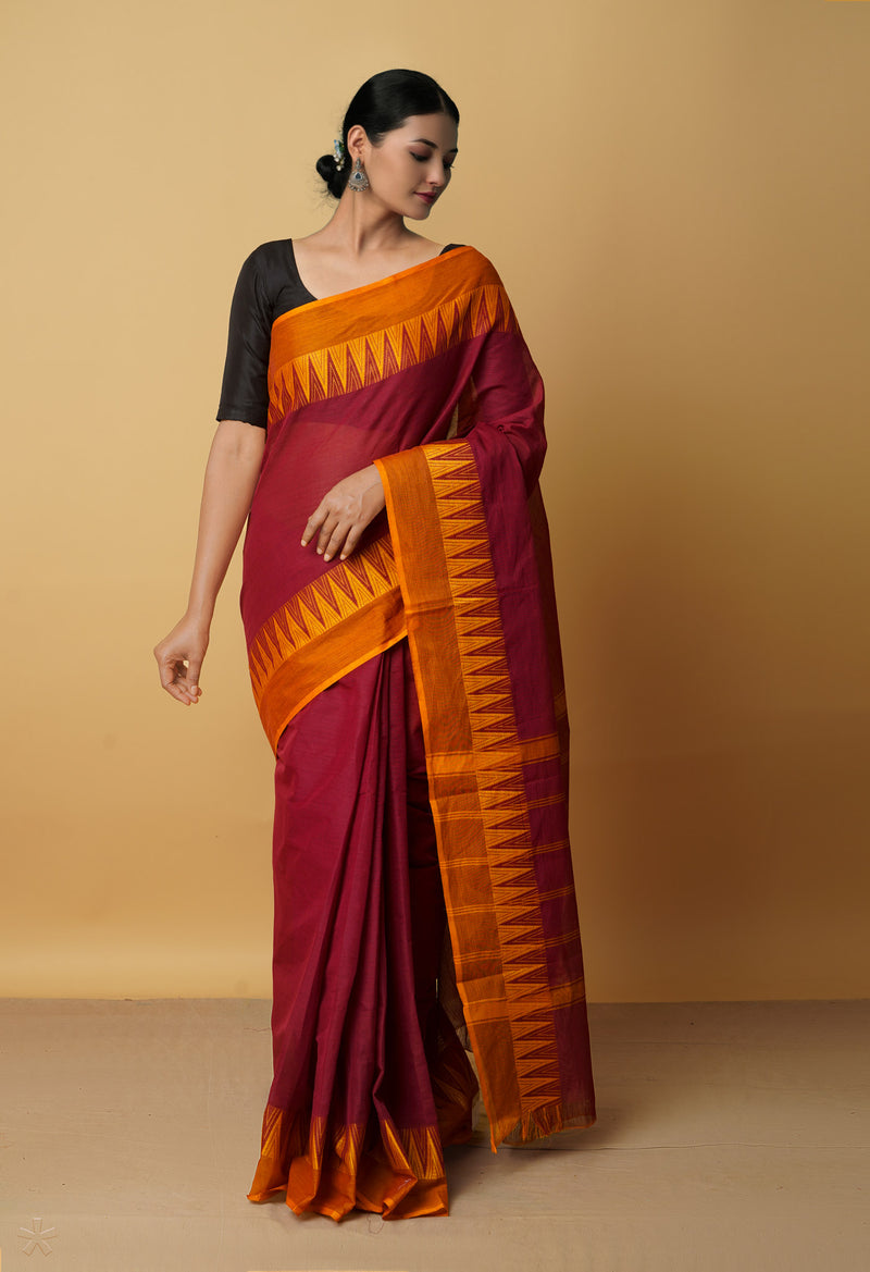 Pink Pure Pavani Handcrafted Kanchi Cotton Saree-UNM65997