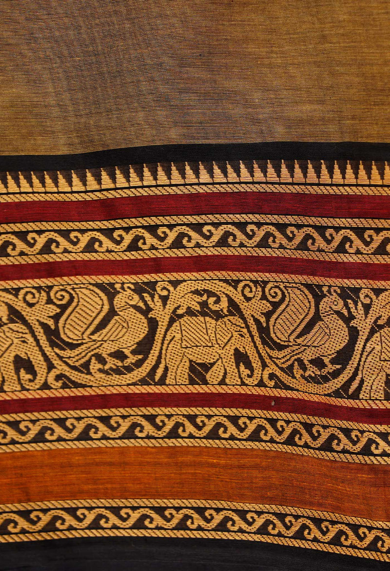 Brown Pure Pavani Handcrafted Kanchi Cotton Saree-UNM66008
