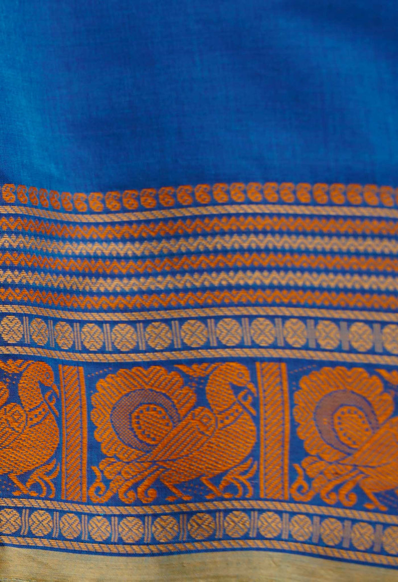 Blue Pure Pavani Handcrafted Kanchi Cotton Saree-UNM66009