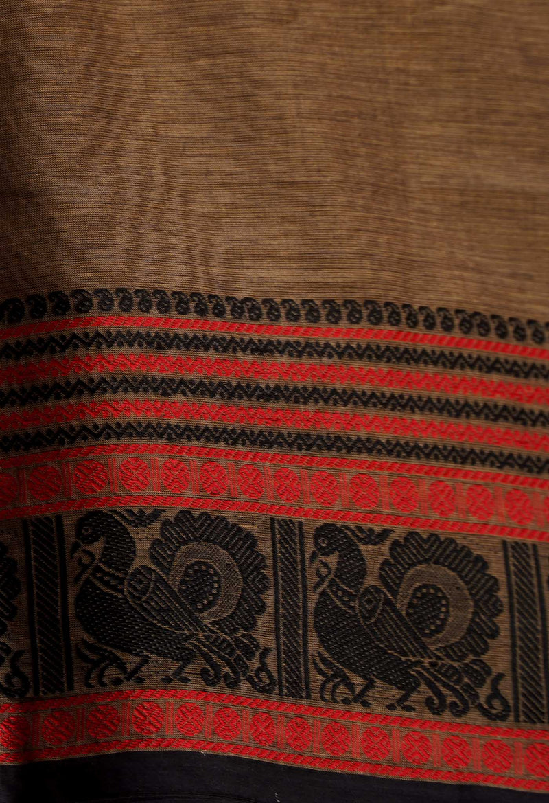 Brown Pure Pavani Handcrafted Kanchi Cotton Saree-UNM66011