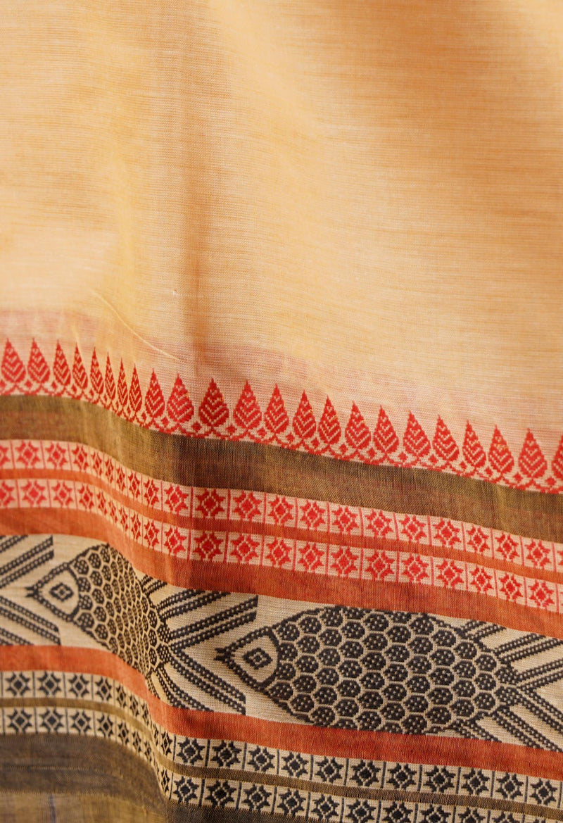 Cream Pure Pavani Handcrafted Kanchi Cotton Saree-UNM66037
