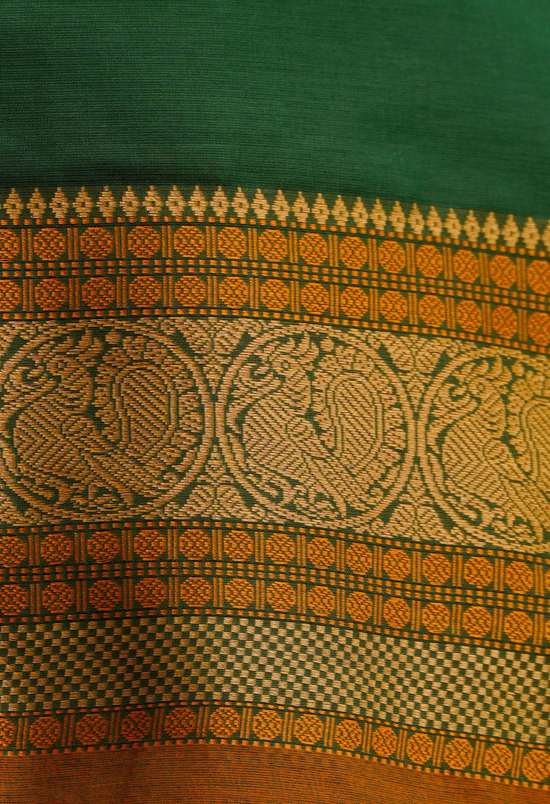 Green Pure Pavani Handcrafted Kanchi Cotton Saree-UNM66041