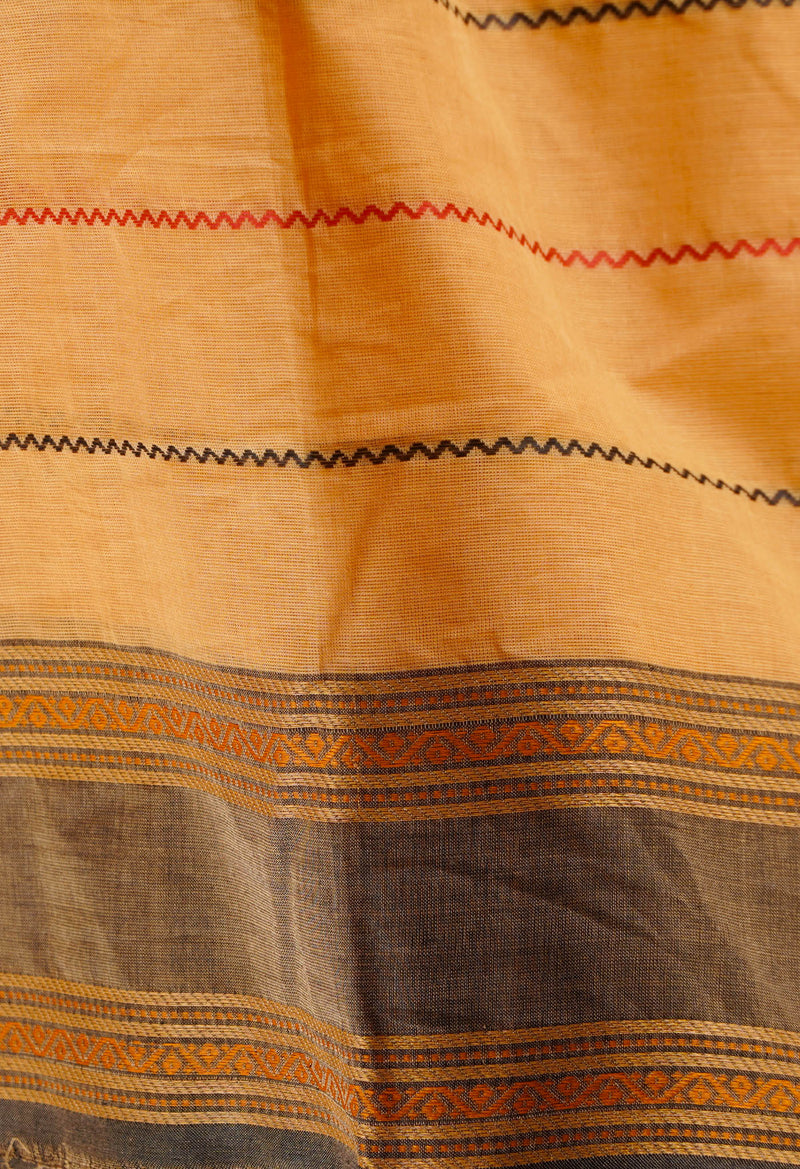 Light Orange Pure Pavani Handcrafted Kanchi Cotton Saree-UNM66044