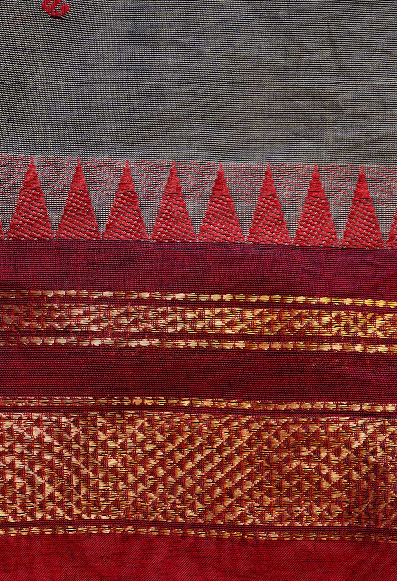 Grey Pure Pavani Handcrafted Kanchi Cotton Saree-UNM66059