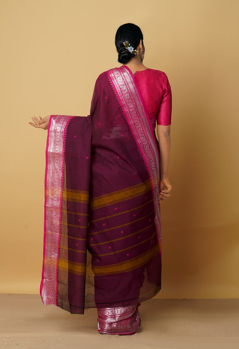 Purple Pure Pavani Handcrafted Kanchi Cotton Saree-UNM66067