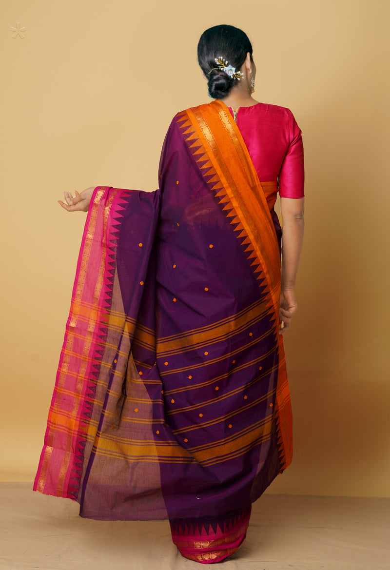Purple Pure Pavani Handcrafted Kanchi Cotton Saree-UNM66081