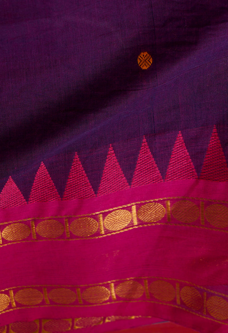 Purple Pure Pavani Handcrafted Kanchi Cotton Saree-UNM66081