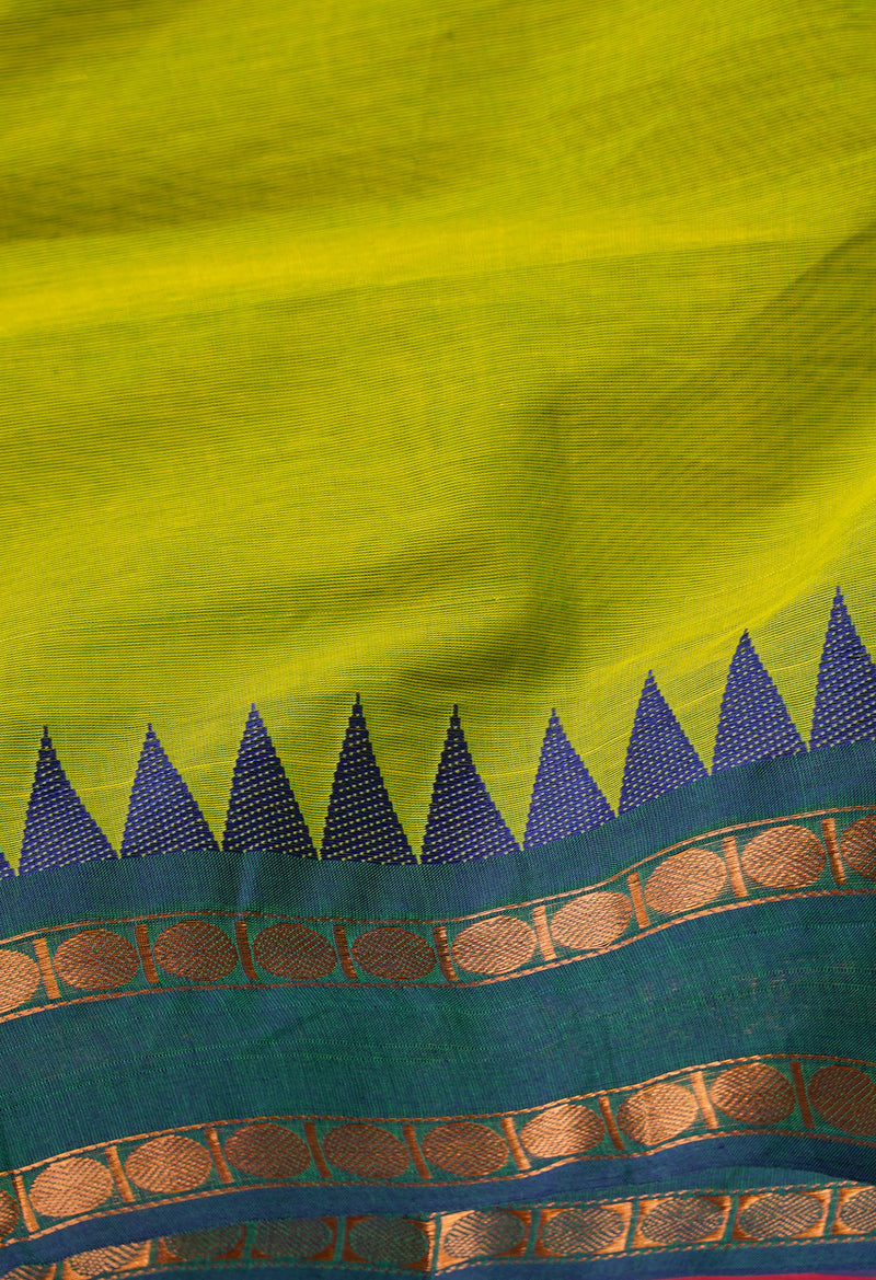 Green Pure Pavani Handcrafted Kanchi Cotton Saree-UNM66082
