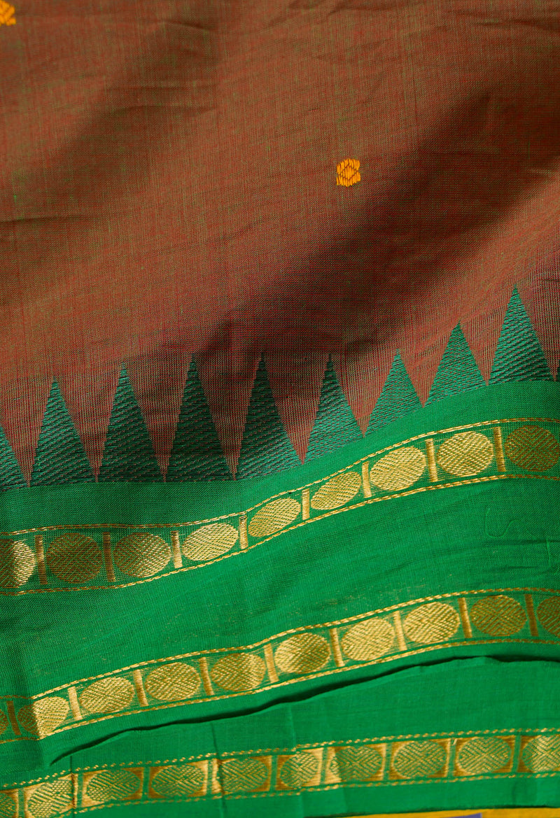 Brown Pure Pavani Handcrafted Kanchi Cotton Saree-UNM66089
