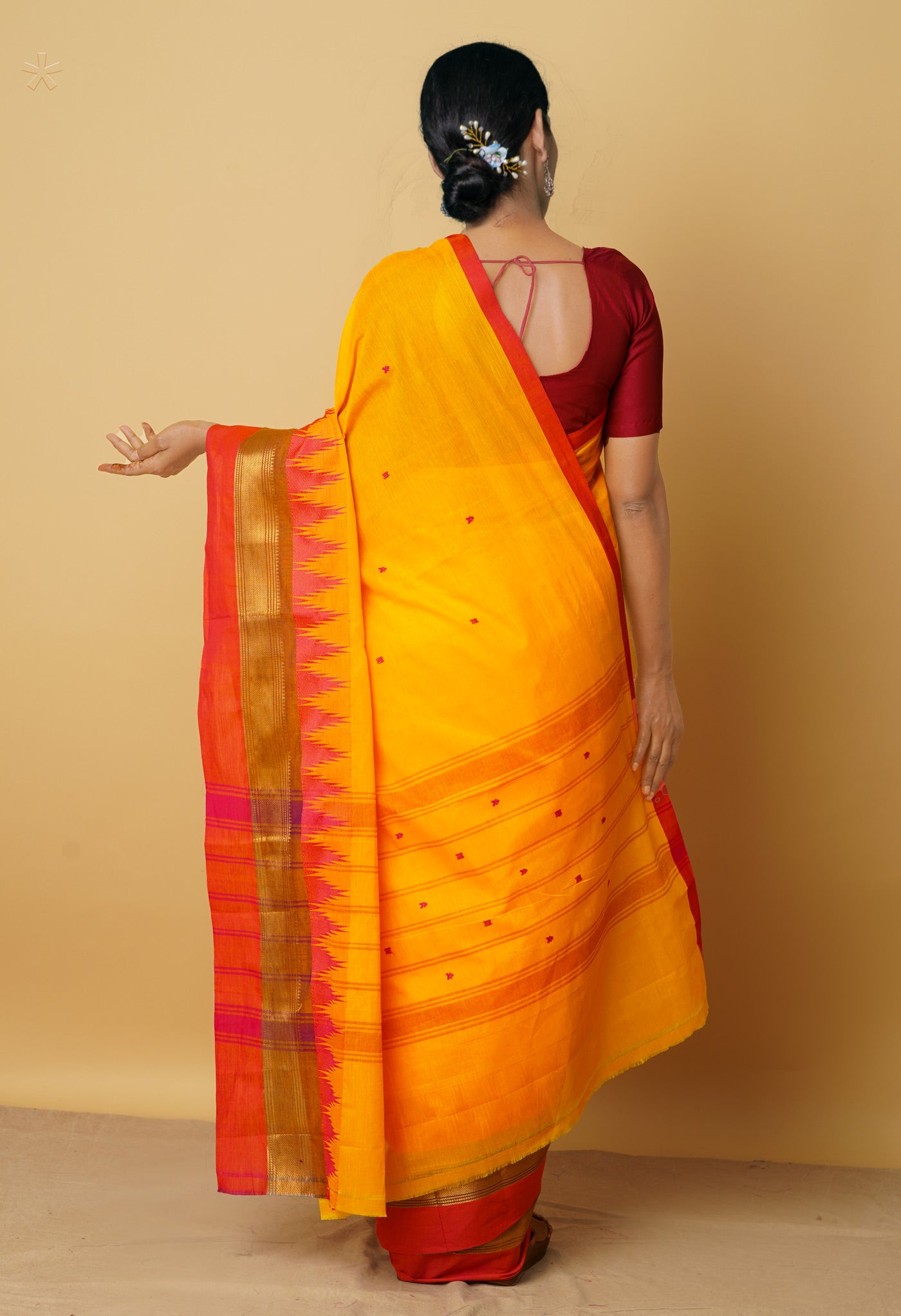 Yellow Pure Pavani Handcrafted Kanchi Cotton Saree