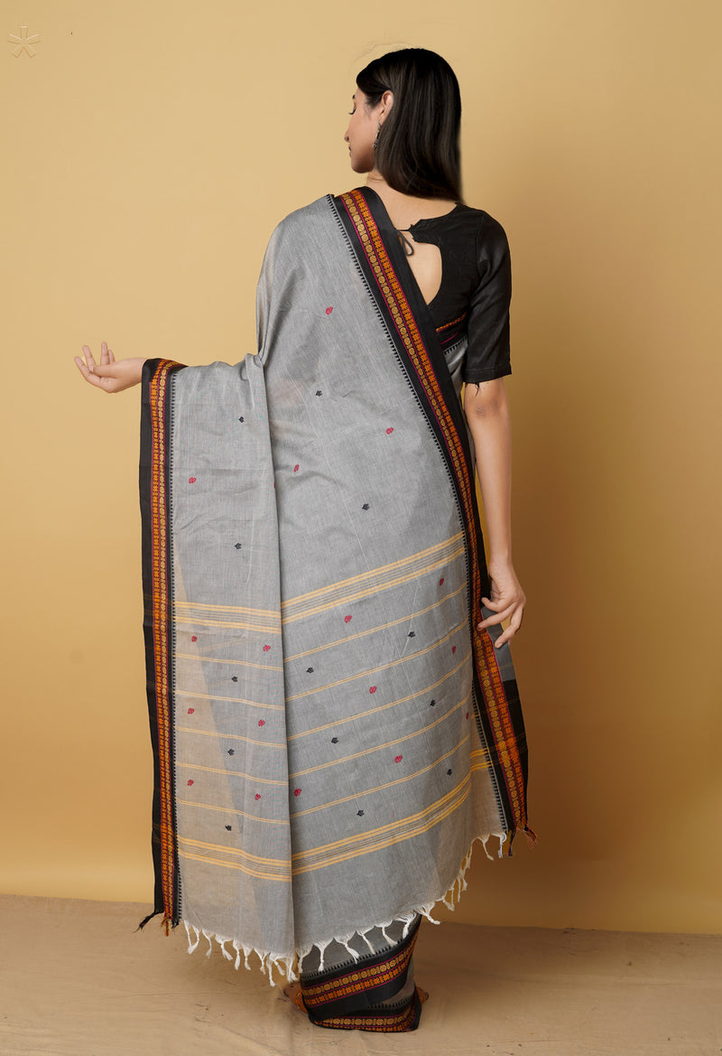 Grey Pure Pavani Handcrafted Kanchi Cotton Saree-UNM66121