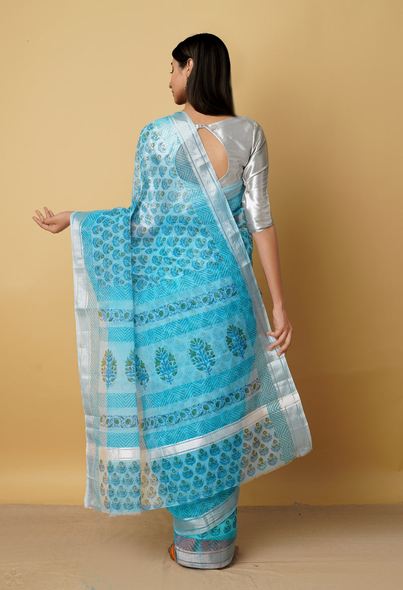 Multi Pure Kota Block Printed Cotton Saree-UNM66179