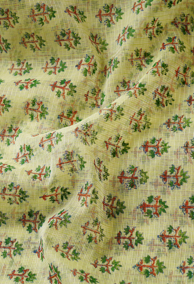 Green Pure Kota Block Printed Cotton Saree-UNM66186