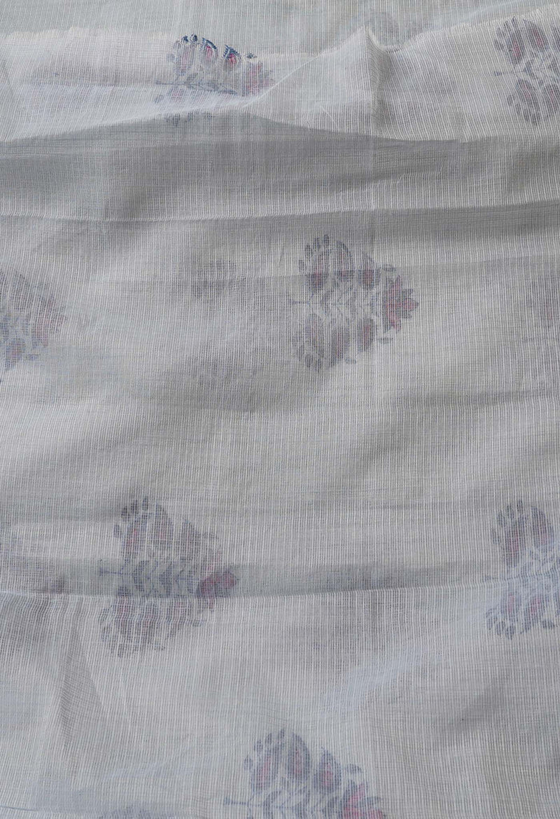 Light Blue  Pure Kota Block Printed Cotton Saree-UNM66195