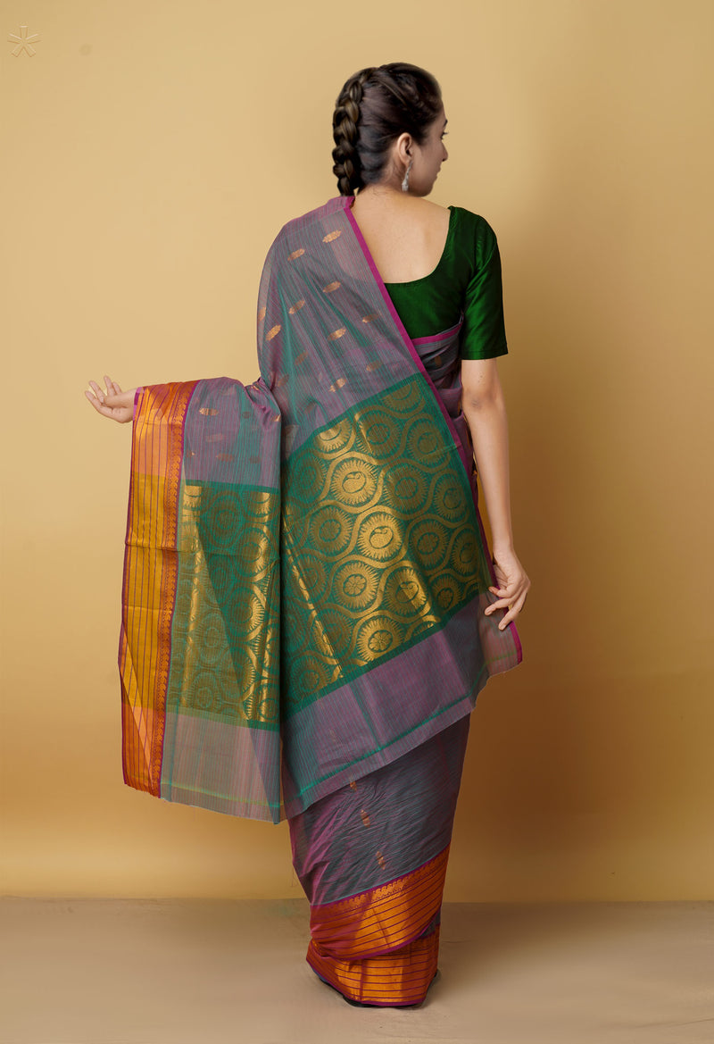 Green Pure  Handloom Pavni Venkatagiri Cotton Saree-UNM66206