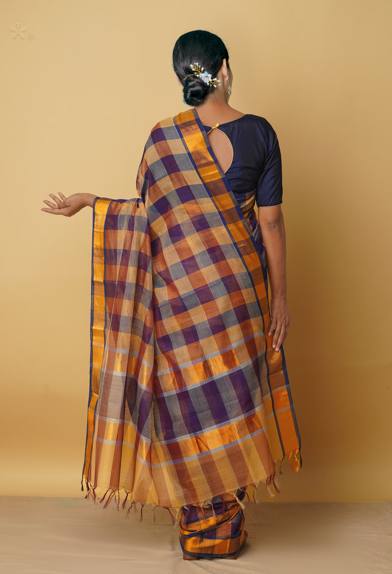 Multi Pure Handloom Mangalgiri Mercerized Cotton Saree-UNM66209