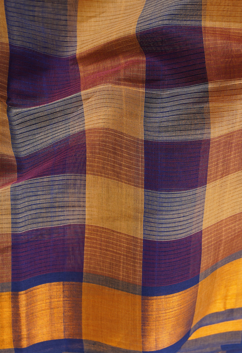 Multi Pure Handloom Mangalgiri Mercerized Cotton Saree-UNM66209