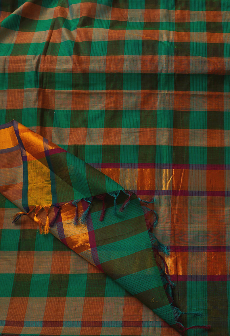 Multi Pure Handloom Mangalgiri Mercerized Cotton Saree-UNM66211