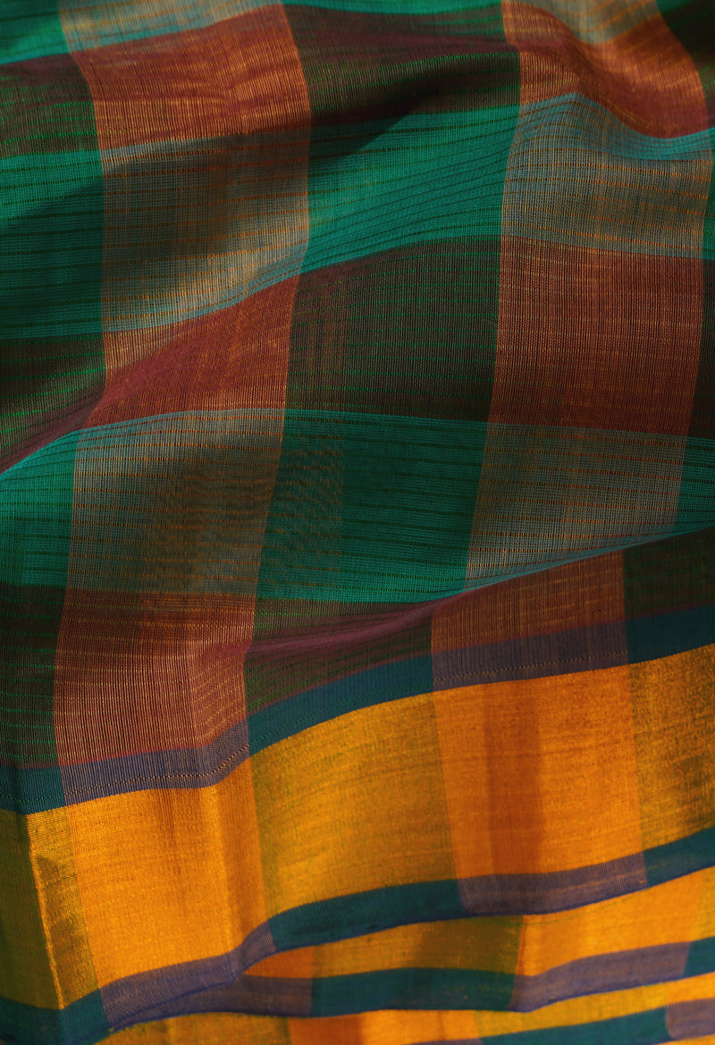 Multi Pure Handloom Mangalgiri Mercerized Cotton Saree-UNM66211