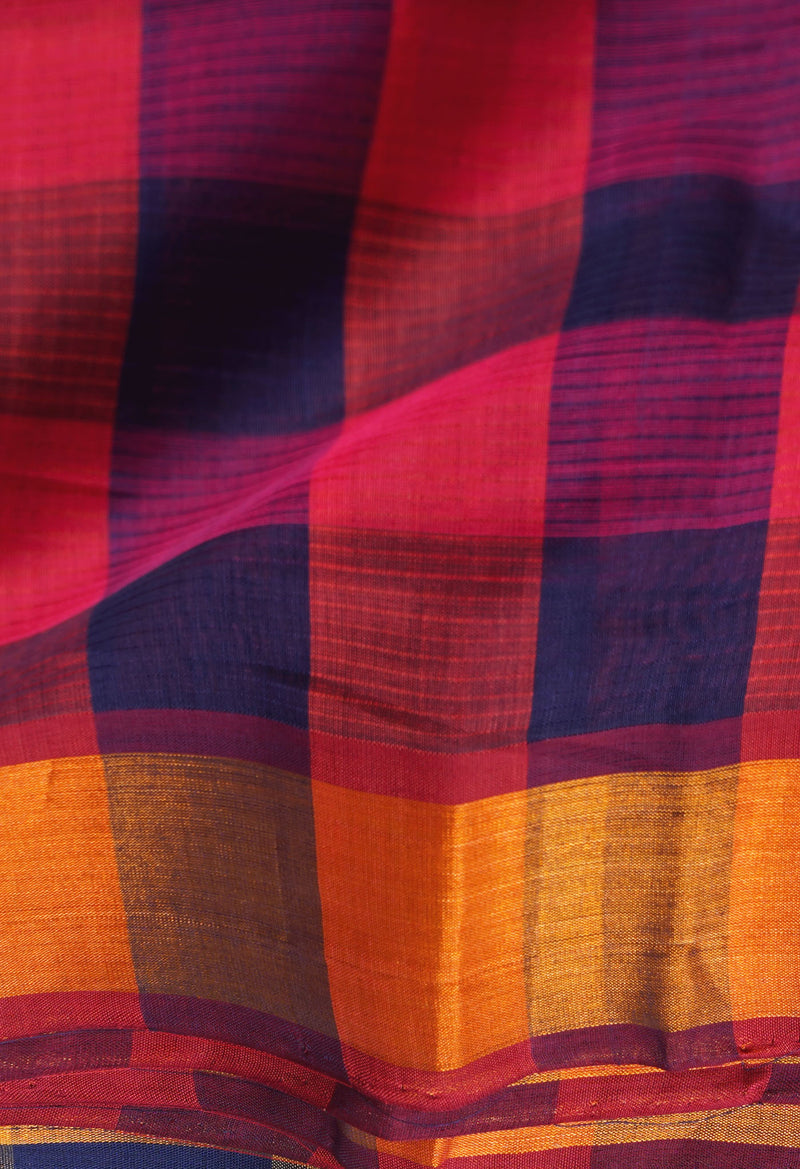 Multi Pure Handloom Mangalgiri Mercerized Cotton Saree-UNM66213