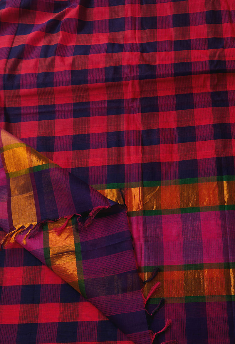 Multi Pure Handloom Mangalgiri Mercerized Cotton Saree-UNM66213