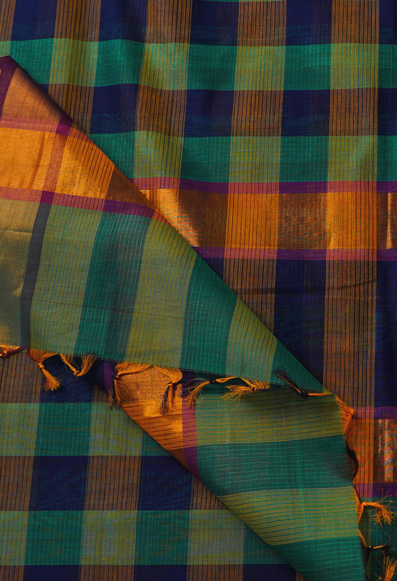 Multi Pure Handloom Mangalgiri Mercerized Cotton Saree-UNM66215