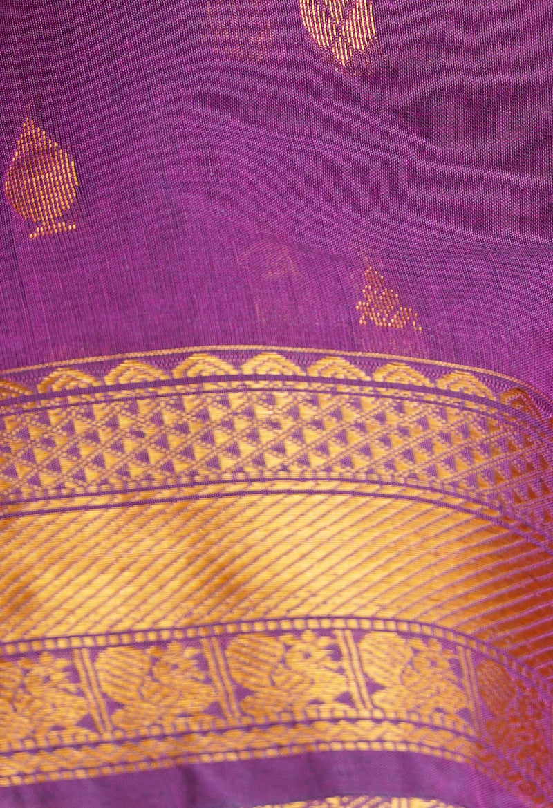 Purple Pure Handloom Gadwal Mercerized Cotton Saree-UNM66233