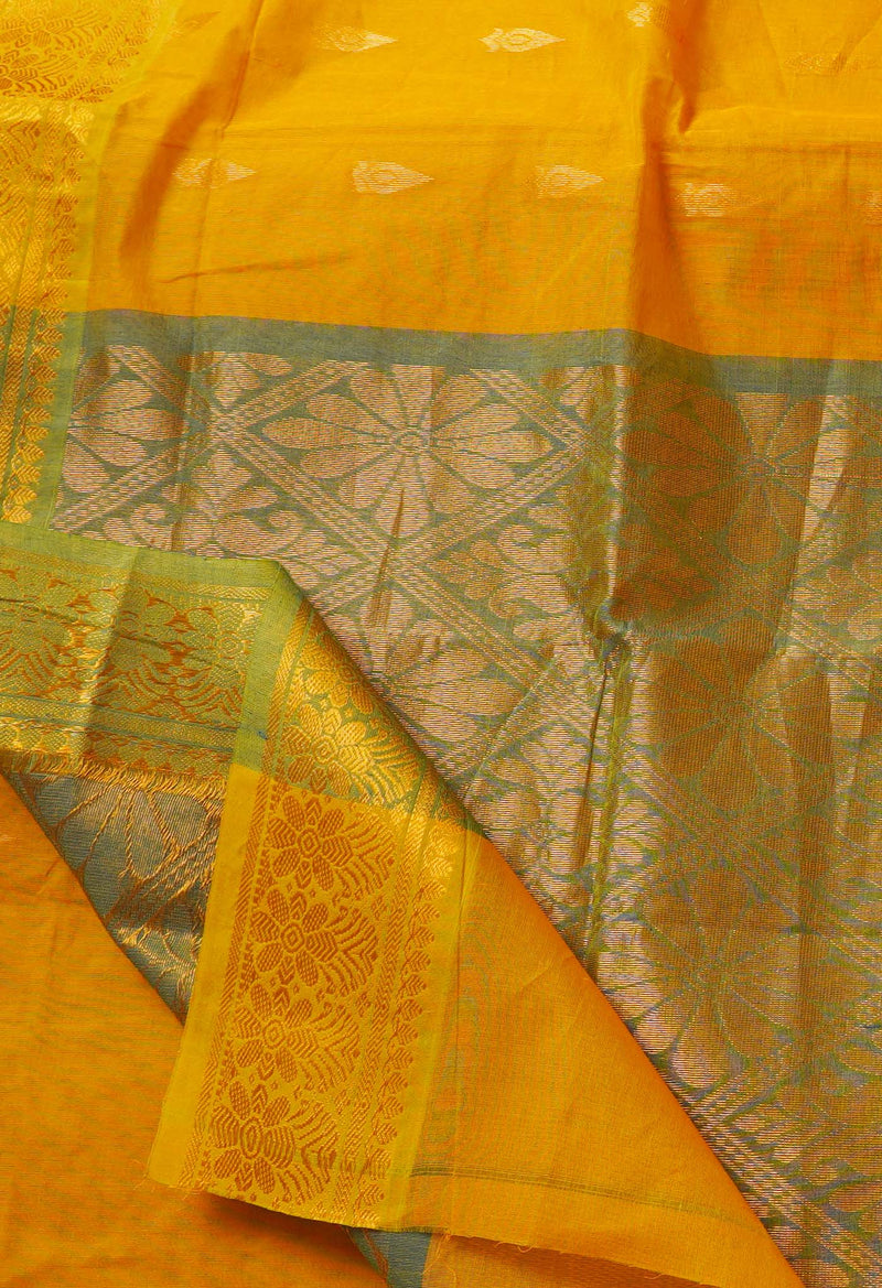 Orange Pure Handloom Gadwal Mercerized Cotton Saree-UNM66237