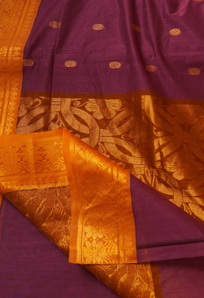Bole Brown Pure Handloom Gadwal Mercerized Cotton Saree-UNM66246
