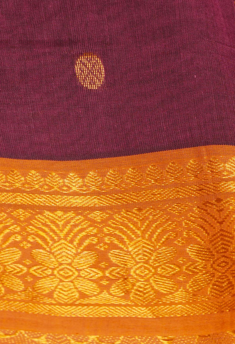 Bole Brown Pure Handloom Gadwal Mercerized Cotton Saree-UNM66246