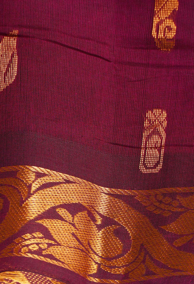 Purple Pure Handloom Gadwal Mercerized Cotton Saree-UNM66248